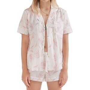 195$ Desmond & Dempsey Cotton Deia Short Pajama Set Women's Size M White Pink